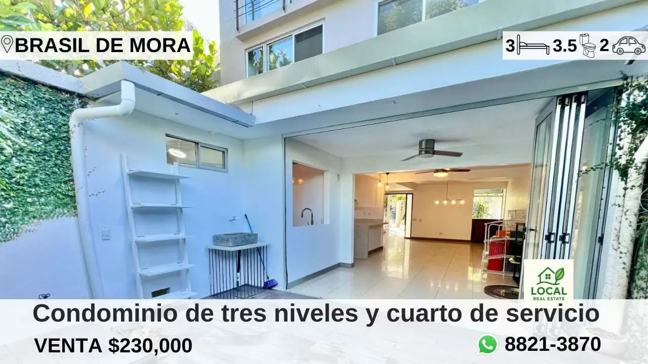 Condominio de tres niveles y cuarto de servicio en Brasil de Mora