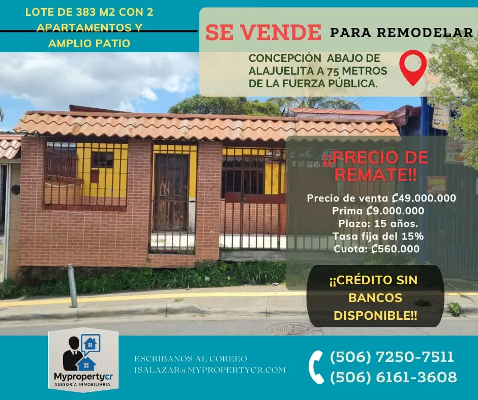 SE VENDE GRAN LOTE CON 2 APARTAMENTOS ¡¡REMATE!!