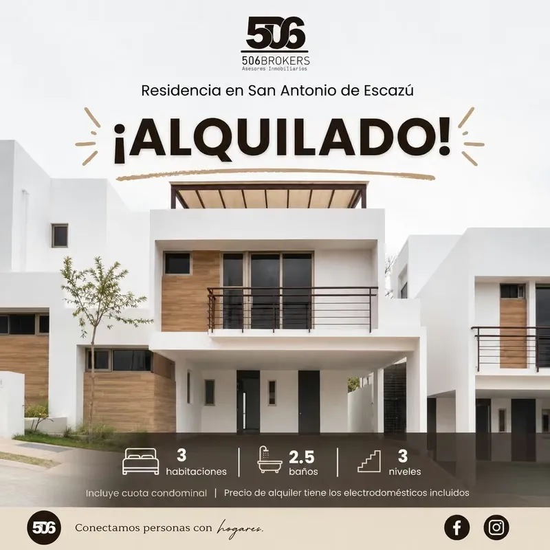 Alquiler Casa Nueva en Escazú | Rooftop Panorámico | Linea Blanca