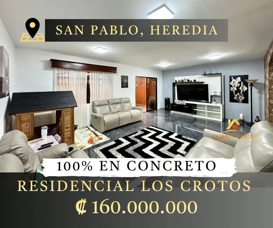 Casa Amplia 100% Concreto en Residencial Los Crotos, San Pablo de Heredia