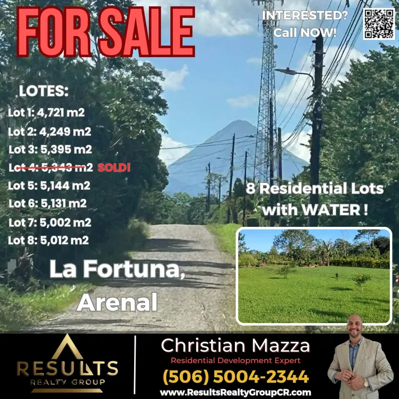 8 Residential Lots with Arenal Volcano Views – La Fortuna
