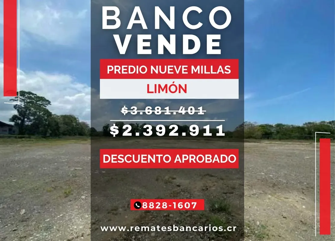 Land for sale in Limón, Moín! Auction