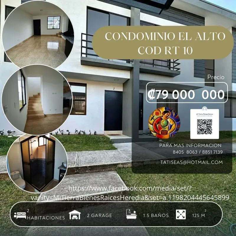 VENTA CASA 2 PLANTAS EN CONDOMINIO EN GUADALUPE, GOICOECHEA, COD RT10