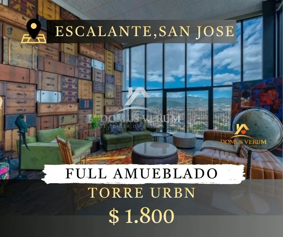 Apartamento amoblado de lujo en alquiler | Torre URBN Escalante | Piso 26 | San José
