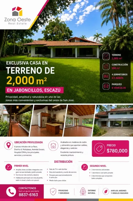 Ubicada en una de las zonas más convenientes y exclusivas del oeste de San José, esta residencia ofrece una ...