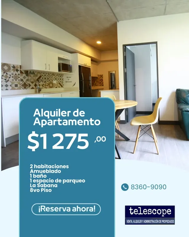 Alquiler de Apartamento 2 Habitaciones Amueblado - La Sabana