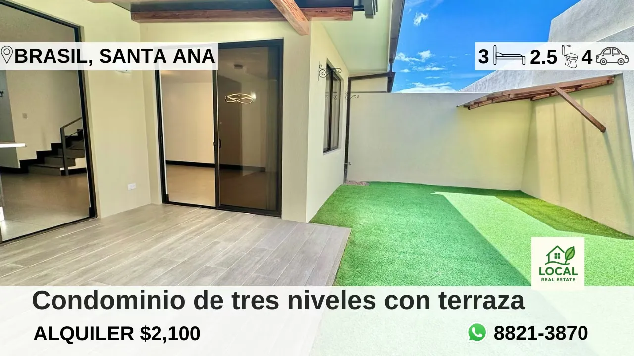 Casa de tres niveles en condominio con multiples amenidades