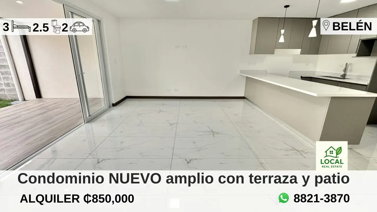 Condominio NUEVO amplio con terraza y patio en Belén