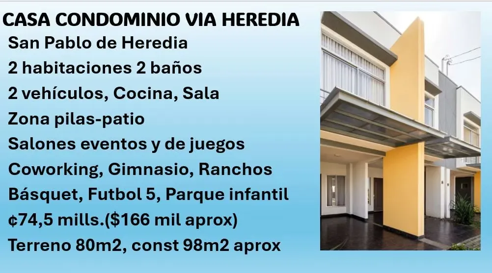 cerca de entrada de Heredia, de Paseo de las Flores, principales universidades privadas y Universidad Nacional.